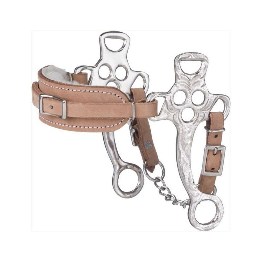 Tough 1 Bit Fleece Lined Hackamore Horse Chrome Plated 25132 Image 1