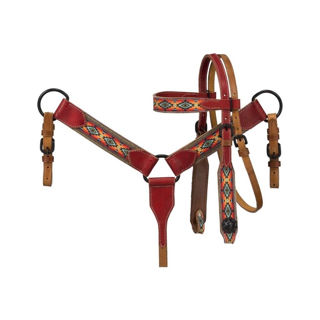 Tough 1 Breast Collar Set Print Headstall Mini Canyon Sunset 45-7999M Image 1