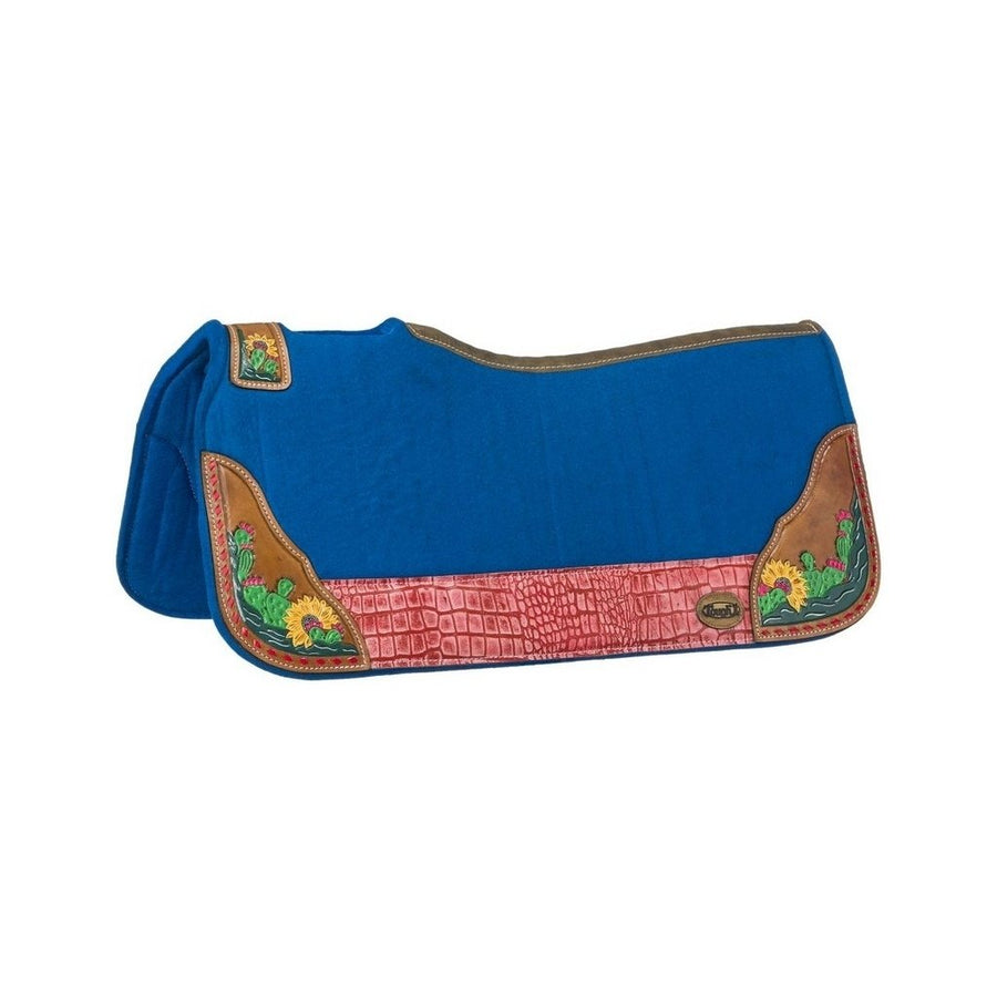 Tough 1 Saddle Pad Cactus Felt Hand Painted 31"x32" Royal Blue 31-5625 Image 1