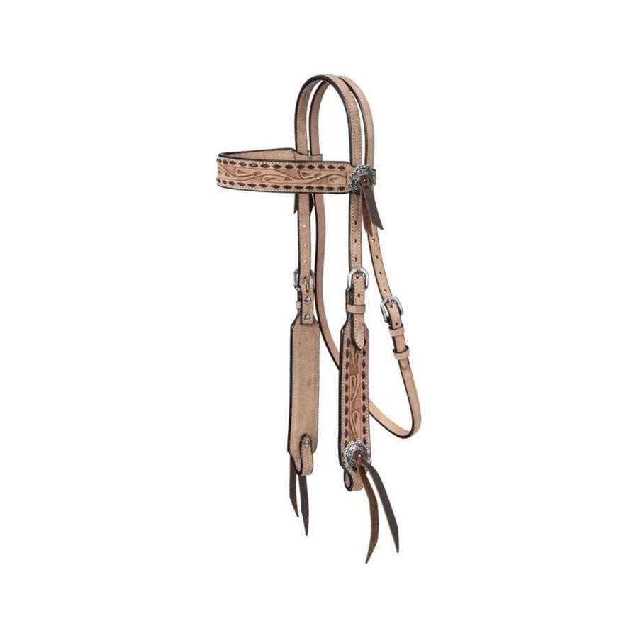 Silver Royal Western Headstall Kirby Browband Leather Brown 45-9963 Image 1