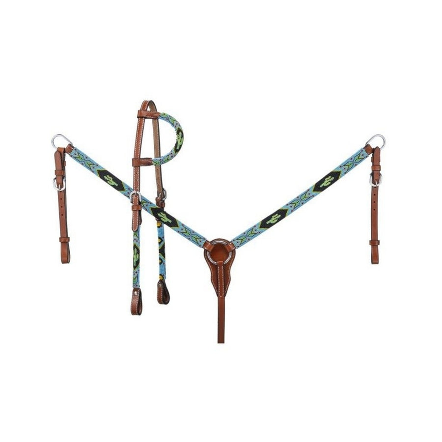 Royal King Western Headstall Set Beaded Cactus Multi-Color 45-7051 Image 1