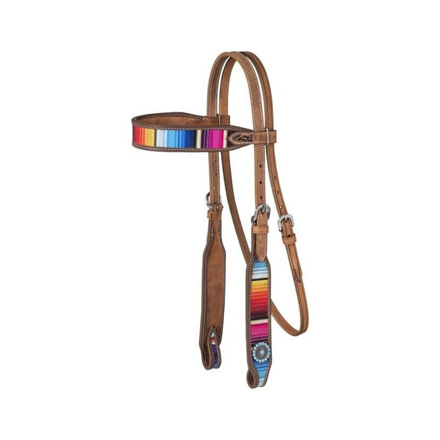 Silver Royal Western Headstall Serape Browband Light Oil 45-9913 Image 1