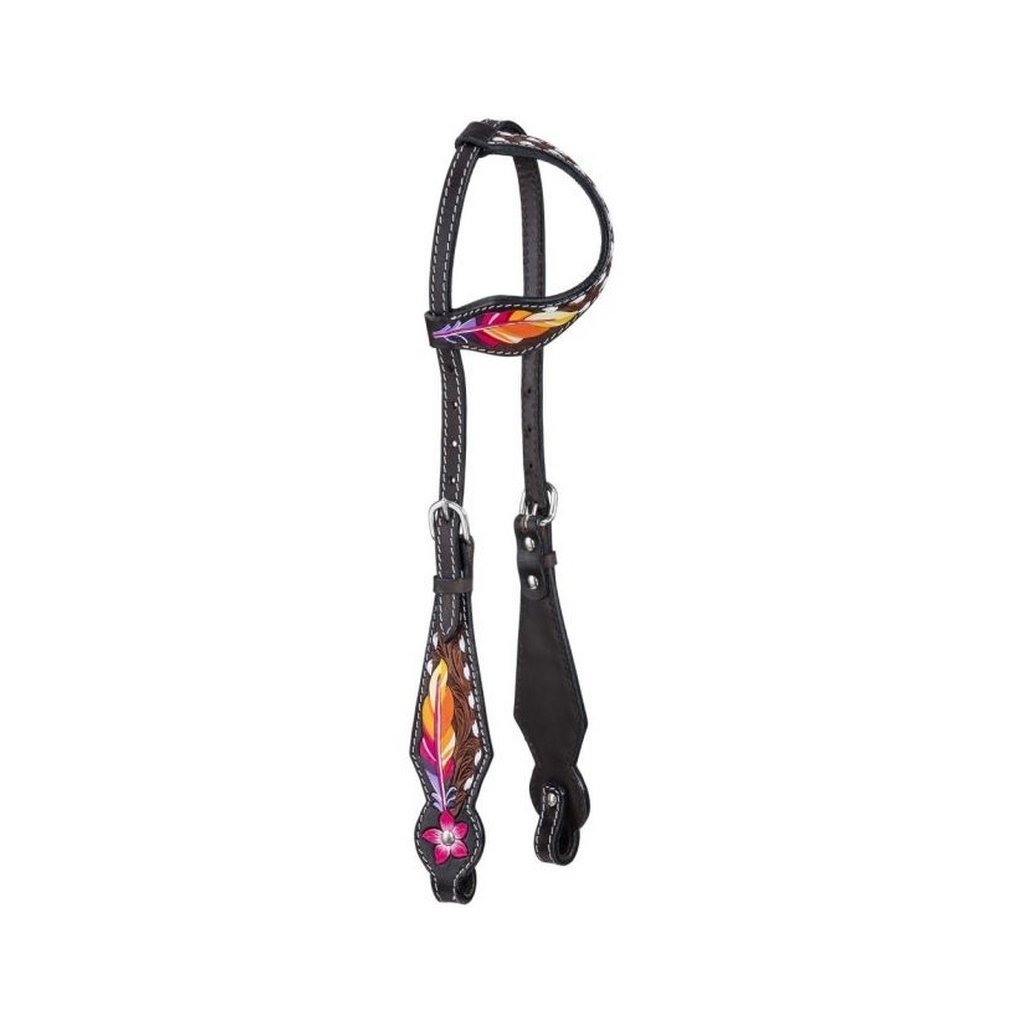 Royal King Western Headstall Feather Flower Multi-Color 45-8020 Image 1