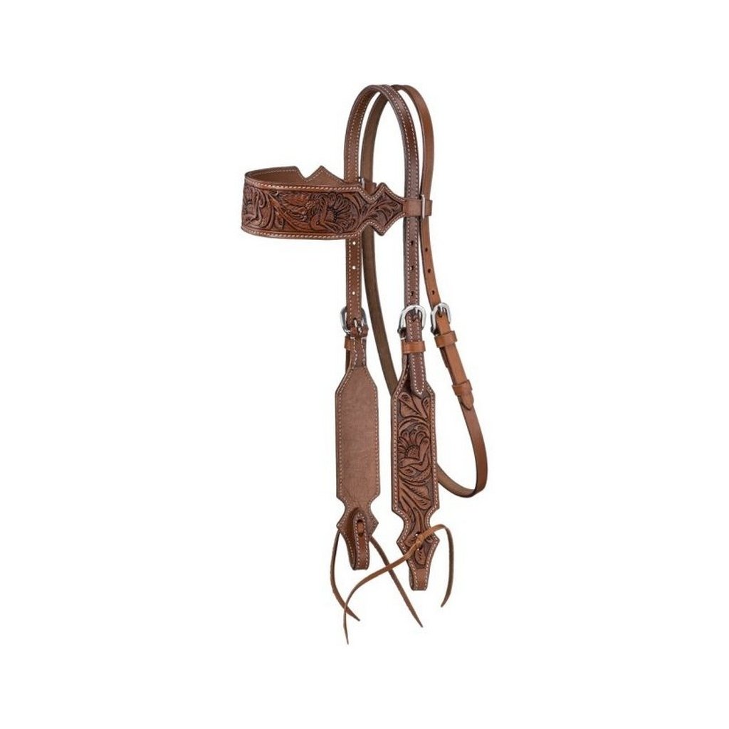 Silver Royal Western Headstall Maverick Browband Leather Brown 45-9923 Image 1