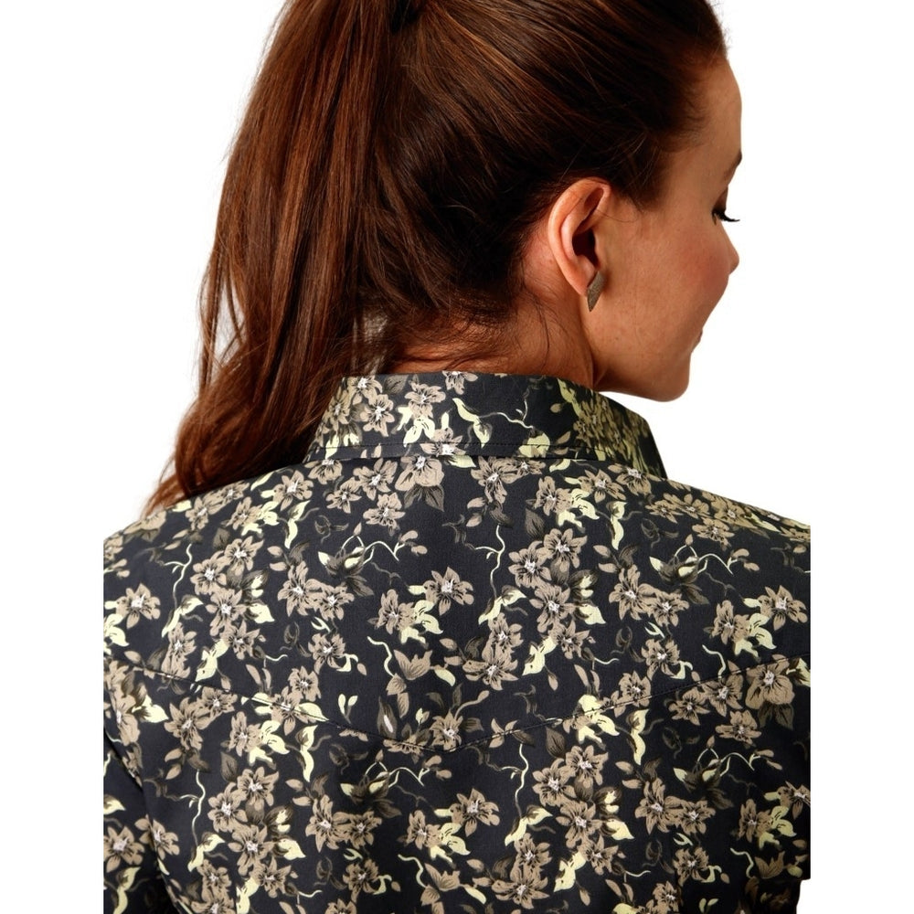 Roper Western Shirt Womens L/S Floral Snap Black 01-050-0019-0709 BL Image 2