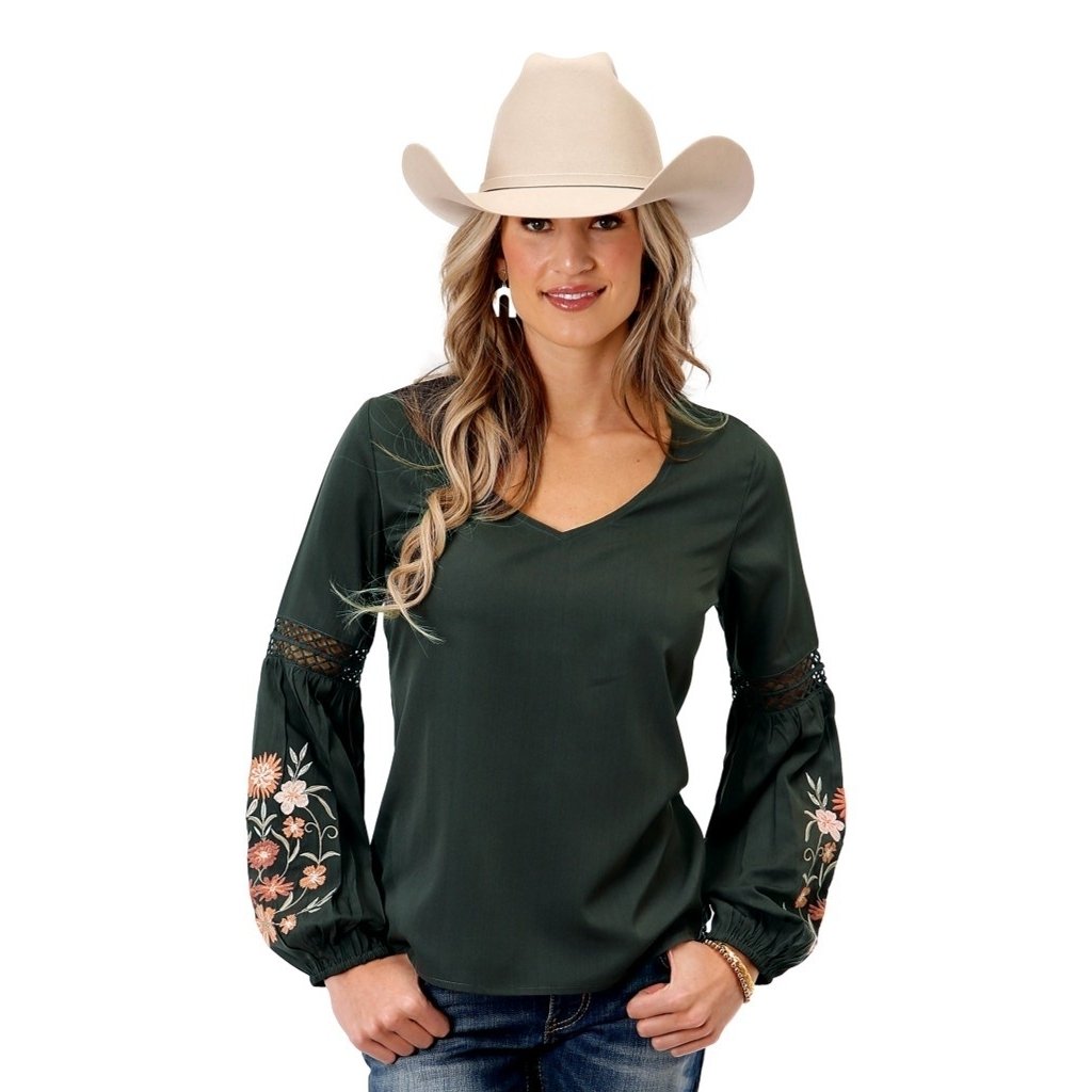 Roper Western Shirt Womens L/S V-Neck Gray 03-050-0565-7076 GY Image 1