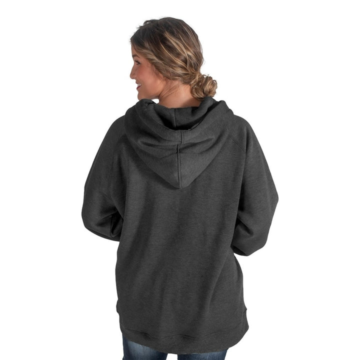 Cowgirl Tuff Western Sweatshirt Womens Hooded Flag Charcoal SIG2007 Image 2