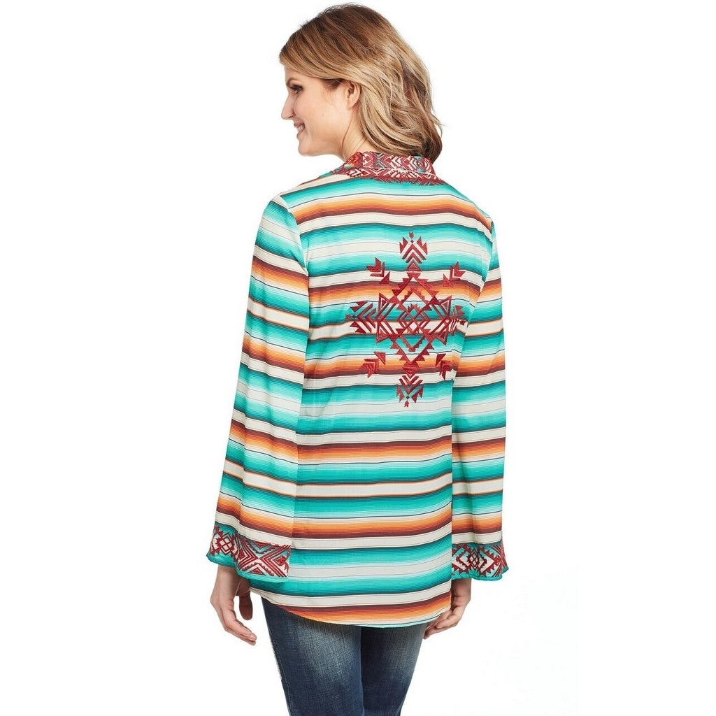 Cowgirl Up Western Sweater Womens Open Front Bell Turquoise CG00803 Image 2