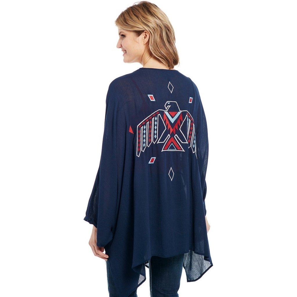 Cowgirl Up Western Sweater Womens Kimono Dolman Sleeve Navy CG90705 Image 2