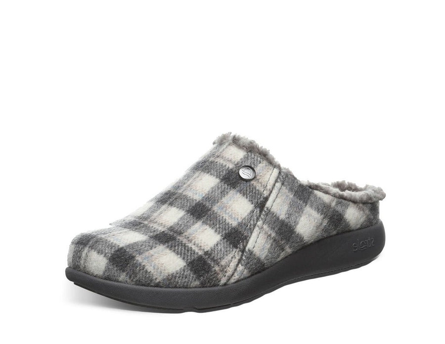 Strole Casual Shoes Womens Snug Tartan Slip On Clog Wool Blend S780W Image 1