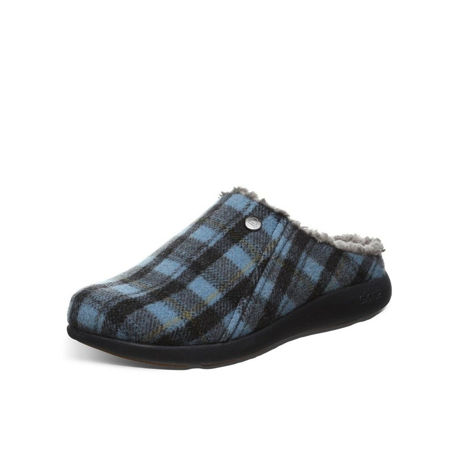 Strole Casual Shoes Womens Snug Tartan Slip On Clog Wool Blend S780W Image 1