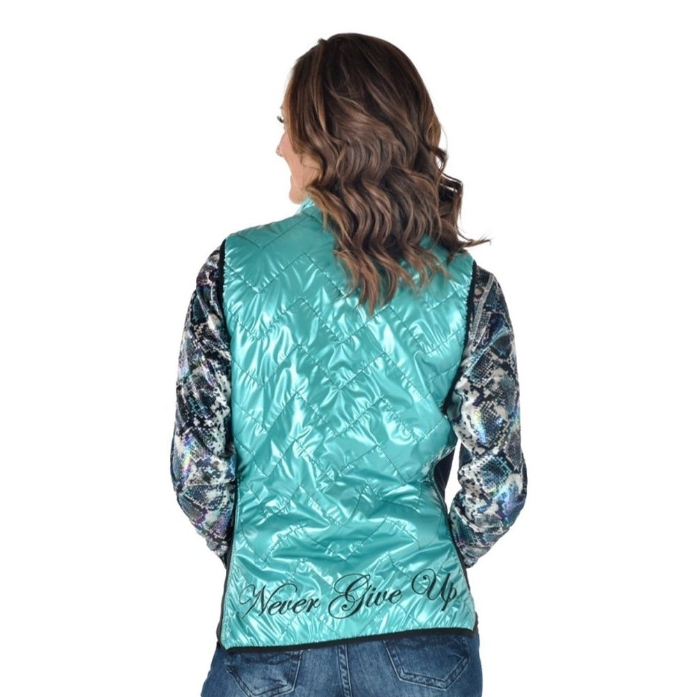 Cowgirl Tuff Western Vest Womens Zip Hand Pockets Turquoise 100724 Image 2