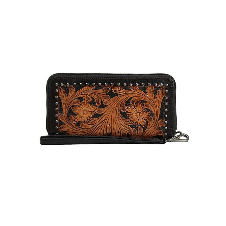 Blazin Roxx Western Wallet Women Stacey Tooled Zipper Black N770010801 Image 1