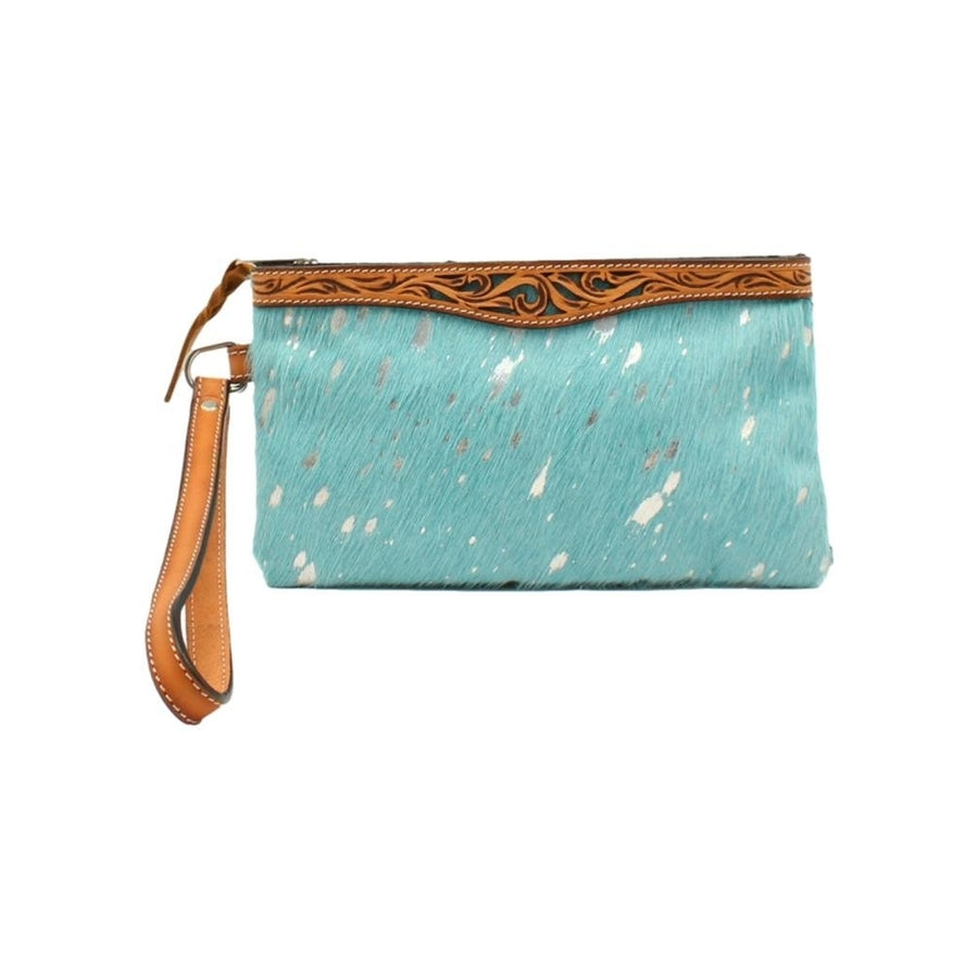 Angel Ranch Western Wallet Women Clutch Calf Hair Turquoise D330002433 Image 1