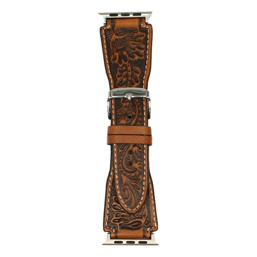 Nocona Western iWatch Band Womens Floral Embossed L Brown N3101402 Image 1