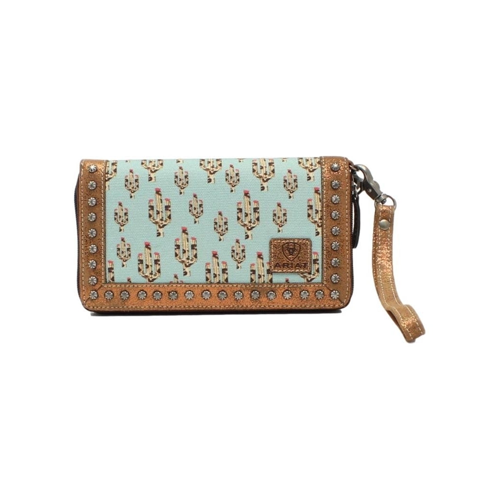 Ariat Western Wallet Womens Cacti Clutch Wristlet Turquoise A770000133 Image 1