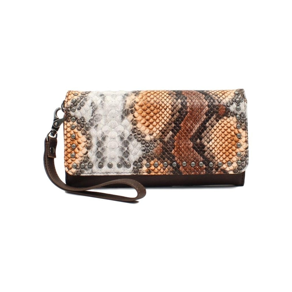 Angel Ranch Western Wallet Womens Clutch Python Print Brown D330000302 Image 1