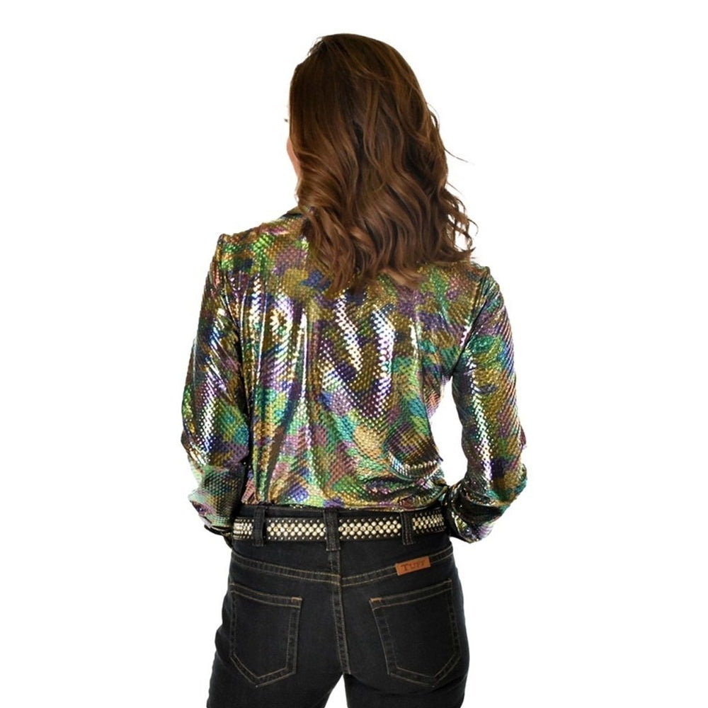 Cowgirl Tuff Western Shirt Womens L/S Camo Metallic Multi-Color 100718 Image 2