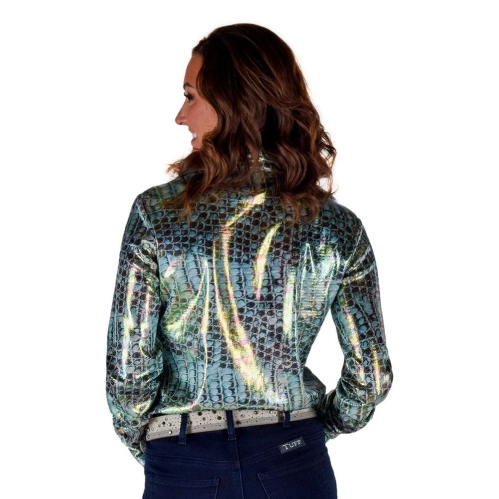 Cowgirl Tuff Western Shirt Womens L/S Foil Print Multi-Color 100742 Image 2