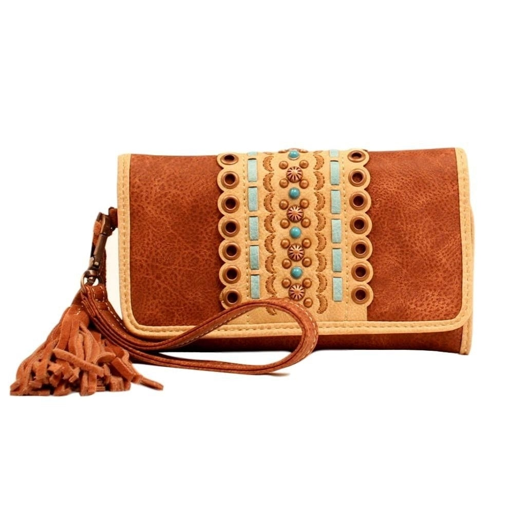 Blazin Roxx Western Wallet Womens Laney Clutch Nailhead Brown N7512502 Image 1