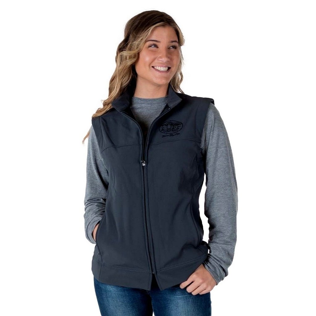 Cowgirl Tuff Western Vest Womens Stretch Zip Logo Charcoal H00733 Image 1