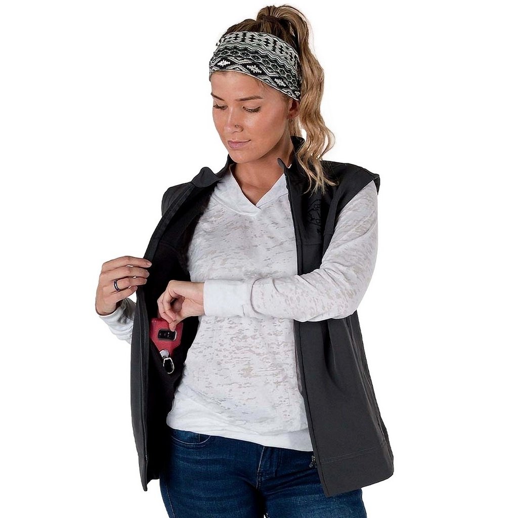 Cowgirl Tuff Western Vest Womens Stretch Zip Logo Charcoal H00733 Image 2