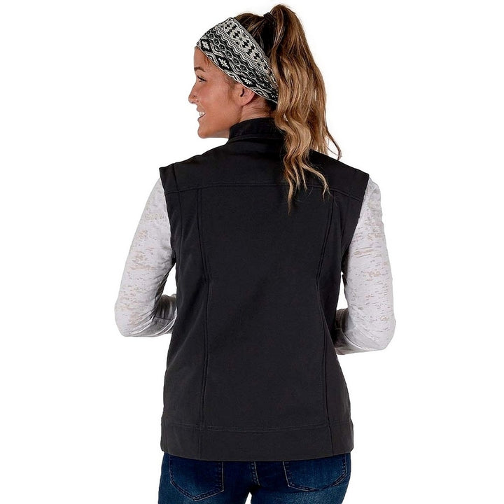 Cowgirl Tuff Western Vest Womens Stretch Zip Logo Charcoal H00733 Image 3