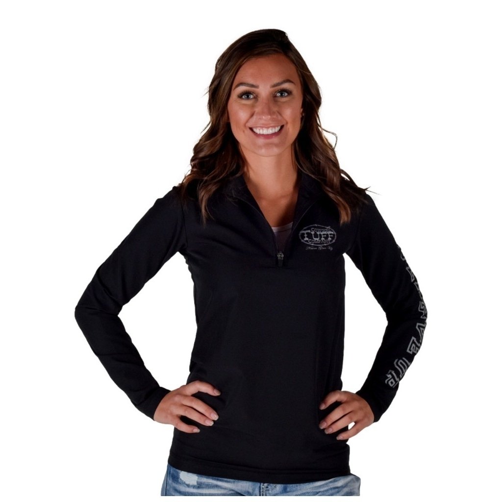 Cowgirl Tuff Western Shirt Womens L/S Logo Stretch Black 100787 Image 1