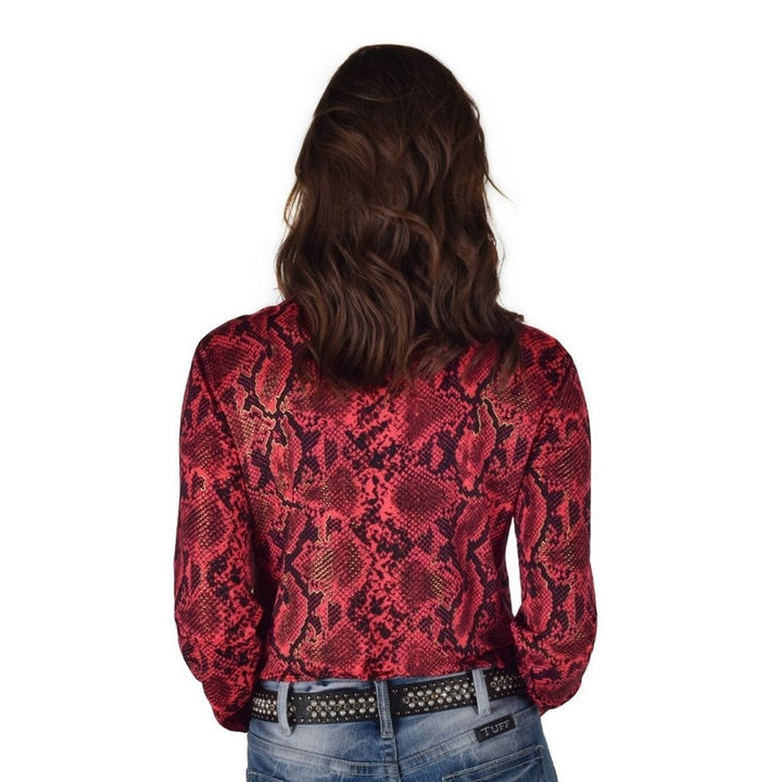 Cowgirl Tuff Western Shirt Womens L/S Snake Print Pink 100774 Image 2