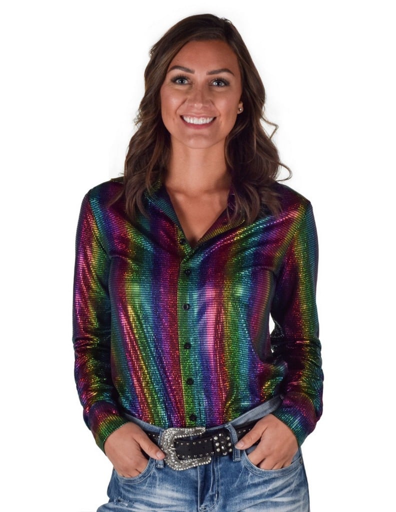 Cowgirl Tuff Western Shirt Womens L/S Foil Stretch Multi-Color 100765 Image 1