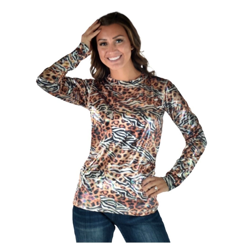 Cowgirl Tuff Western Shirt Womens L/S Foil Velvet Multi-Color 100755 Image 1