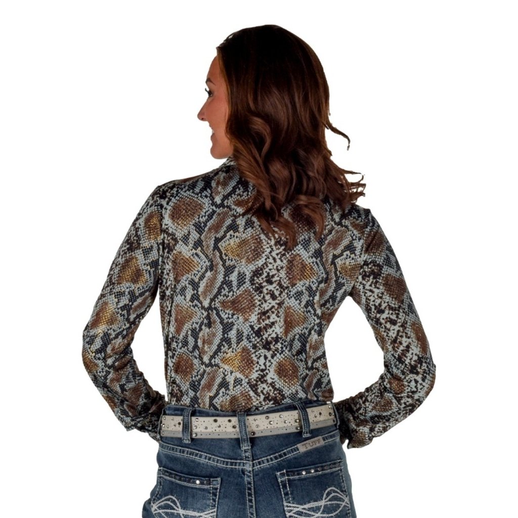 Cowgirl Tuff Western Shirt Womens Snake Print L/S Blue 100775 Image 2