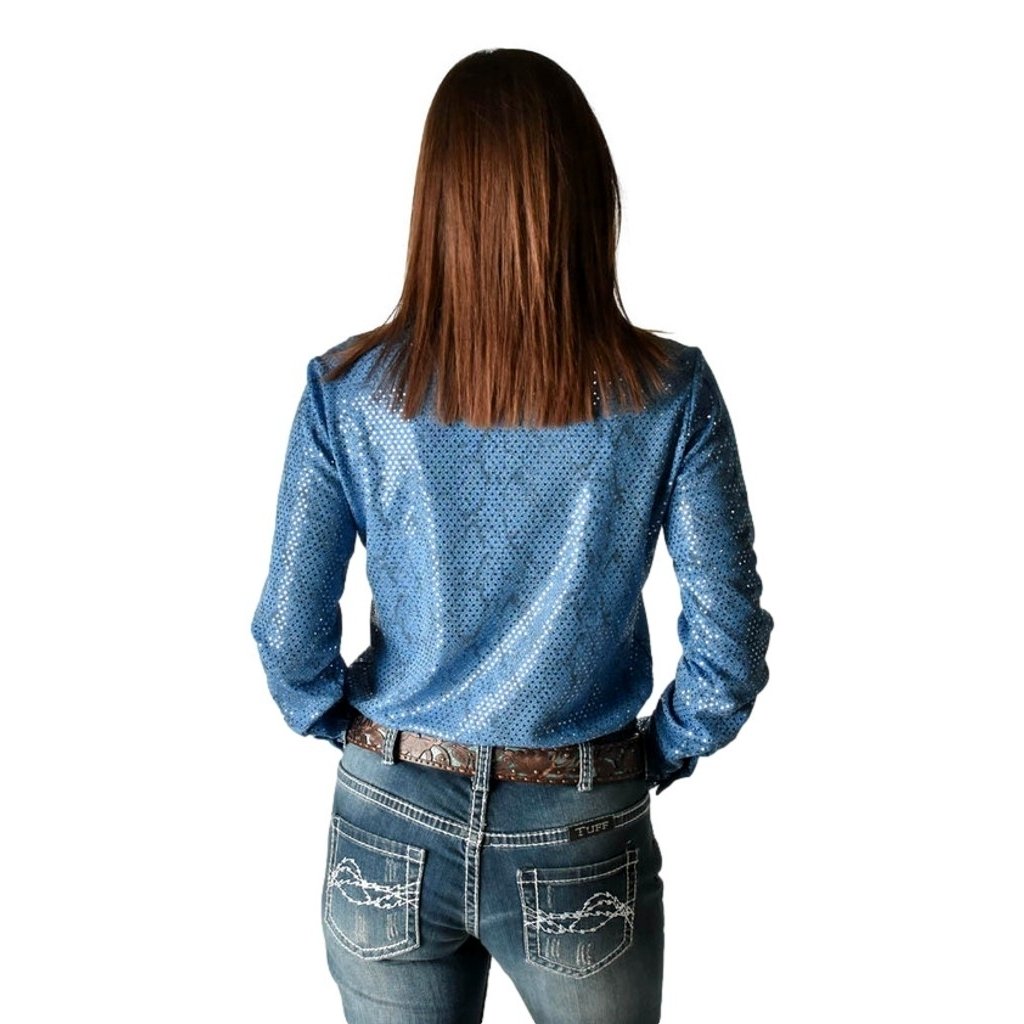 Cowgirl Tuff Western Shirt Womens L/S Button Snakeskin Blue 100688 Image 2