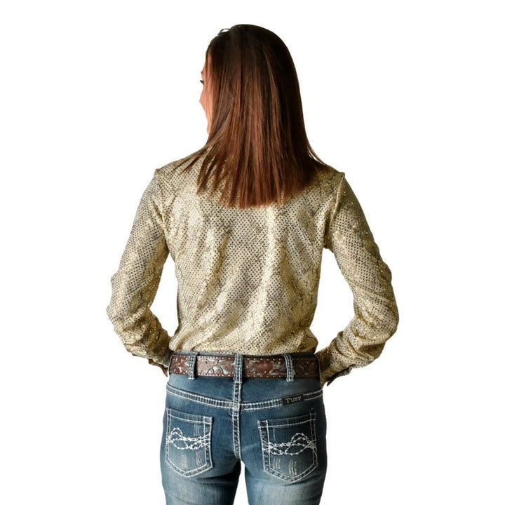 Cowgirl Tuff Western Shirt Womens L/S Button Snakeskin Cream 100686 Image 2