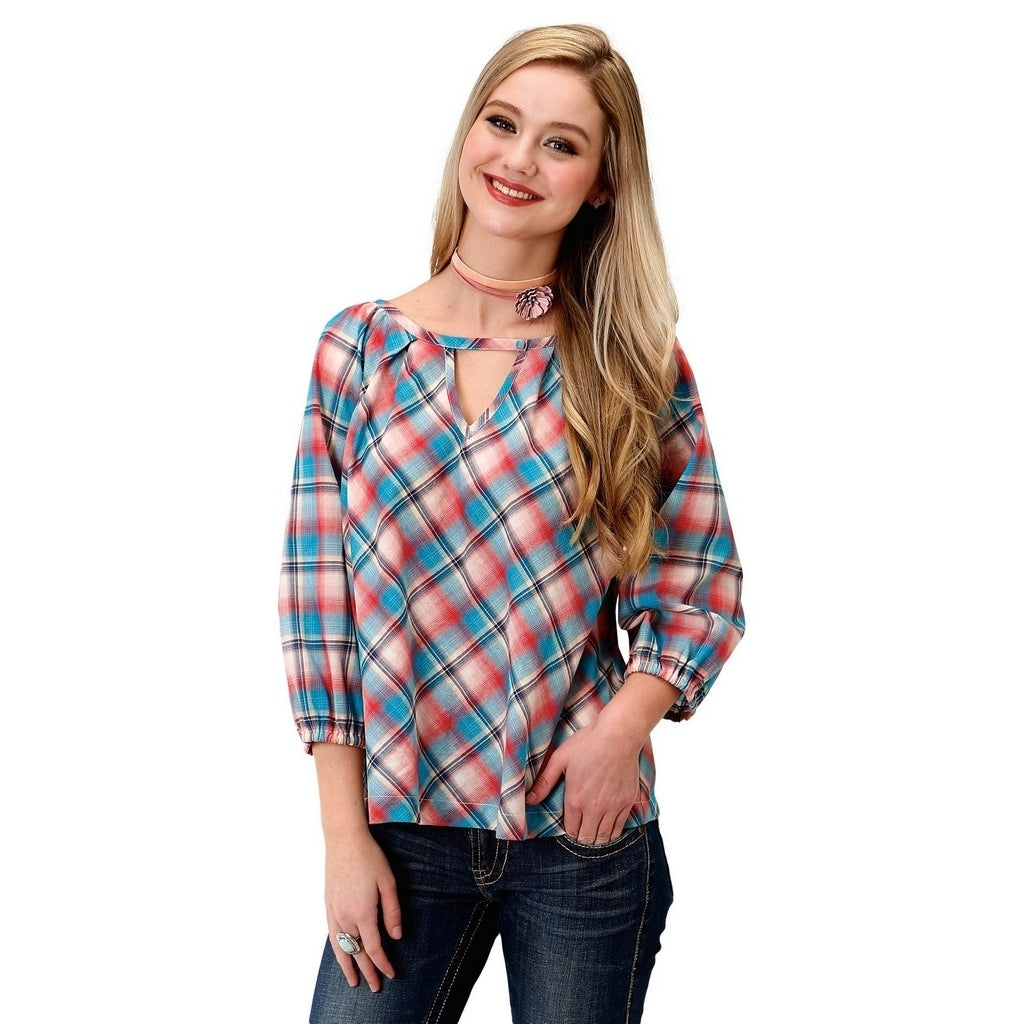 Roper Western Shirt Womens 3/4 Raglan Sleeve Red 03-050-0597-6018 RE Image 1