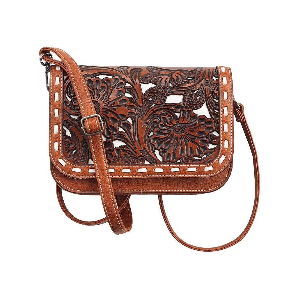 Nocona Western Handbag Womens June Magnetic Flap Floral Tan N770015508 Image 1