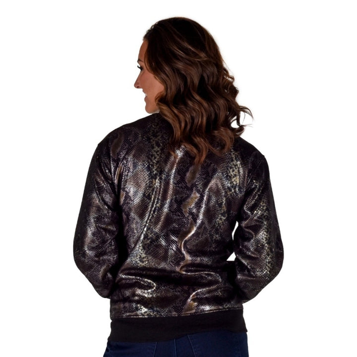 Cowgirl Tuff Western Jacket Womens Snakeskin Print Zip Black 100733 Image 2