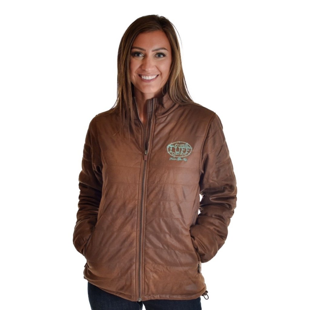 Cowgirl Tuff Western Jacket Womens Faux Leather Logo Brown 100700 Image 1