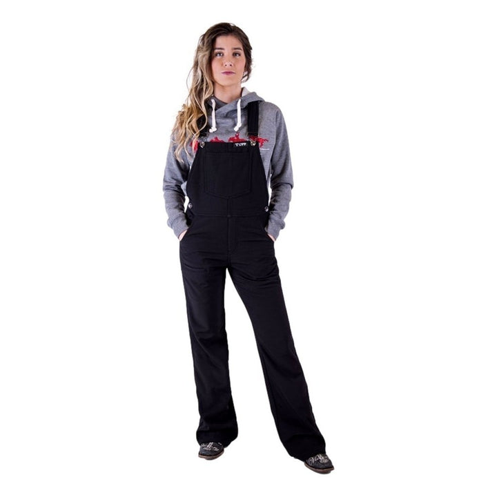 Cowgirl Tuff Western Bib Overall Womens Word Hard Black WHBIBS Image 1