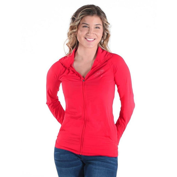 Cowgirl Tuff Western Jacket Womens Breathe Zip Bright Red 100492 Image 1