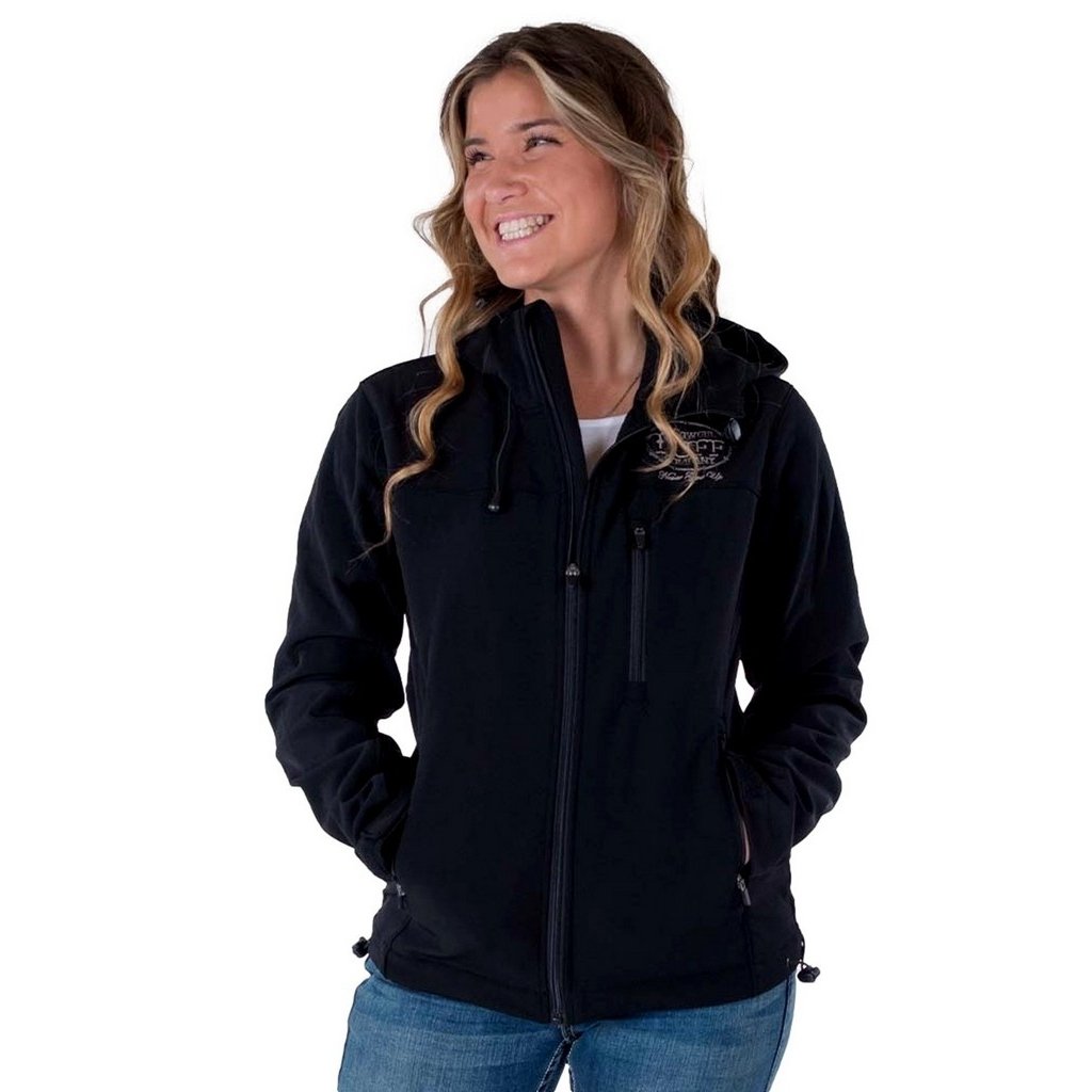 Cowgirl Tuff Western Jacket Womens Stretch Hood Zip Black H00731 Image 1