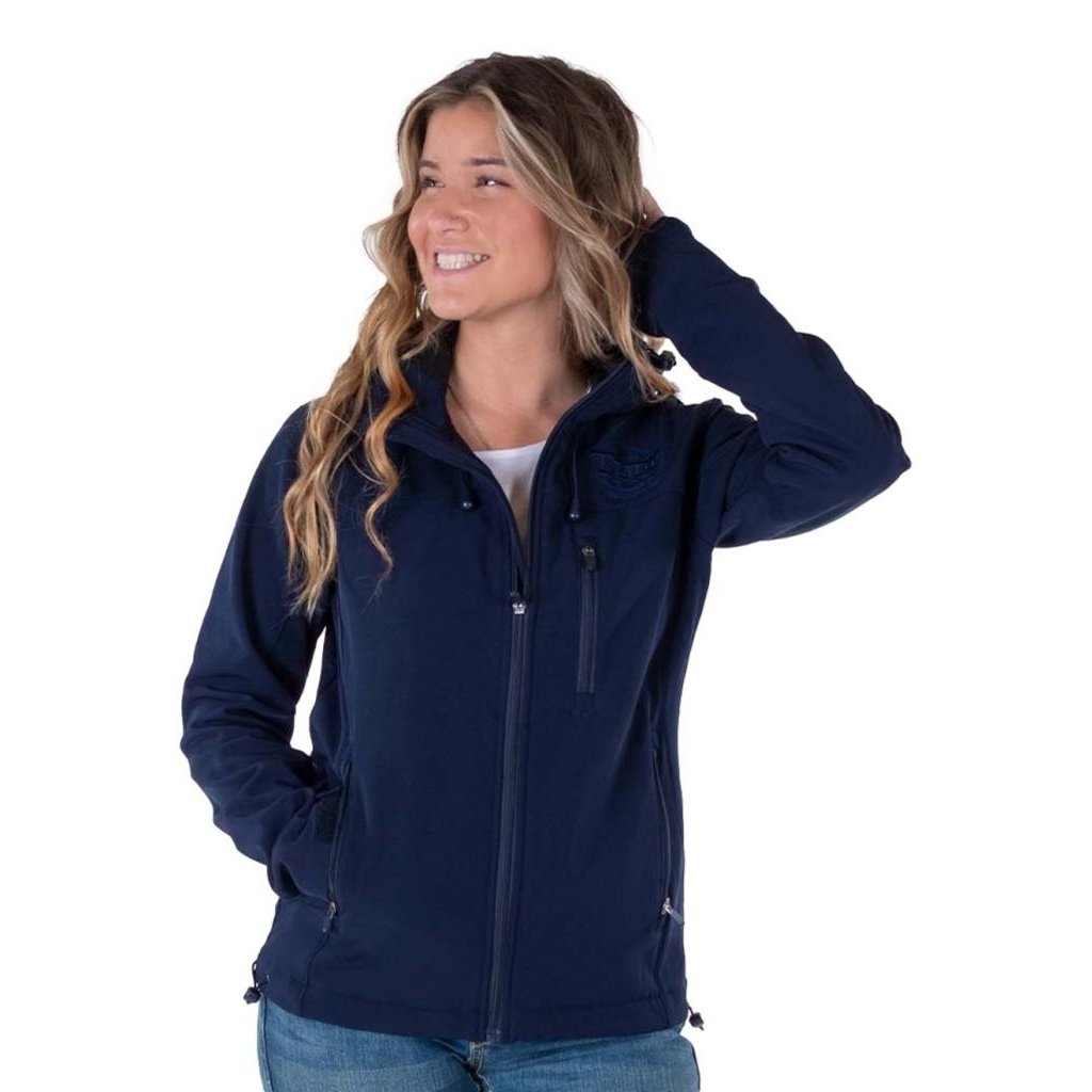 Cowgirl Tuff Western Jacket Womens Stretch Logo Zip Navy H00732 Image 1