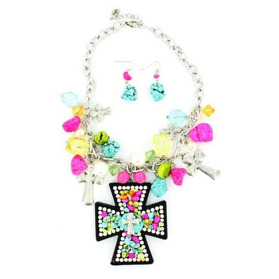 Blazin Roxx Western Jewelry Set Womens Necklace Earrings Cross 29151 Image 1