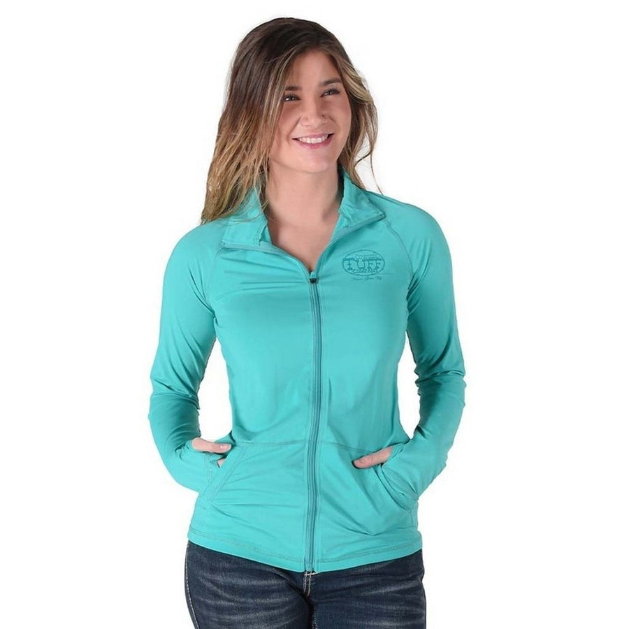 Cowgirl Tuff Western Jacket Womens Lightweight Zip Turquoise 100562 Image 1