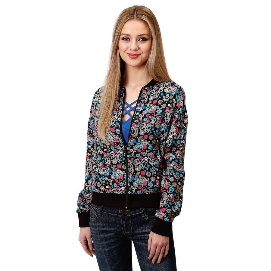 Roper Western Jacket Womens Paisley Bomber Black 03-096-0590-0102 BL Image 1