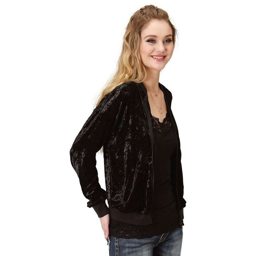 Roper Western Jacket Womens Bomber Zipper Black 03-098-0514-6083 BL Image 1