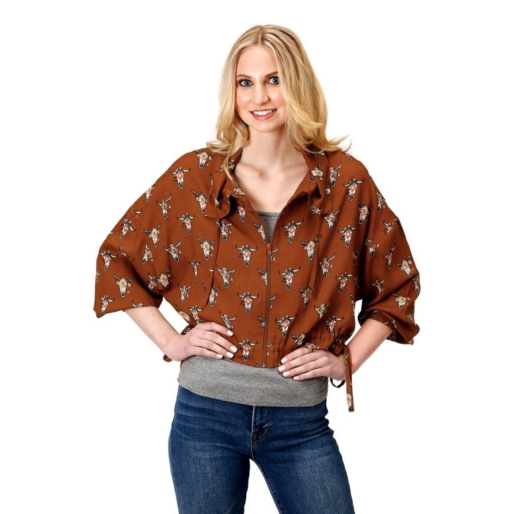 Roper Western Jacket Womens Dolman Skull Brown 03-098-0590-6104 BR Image 1