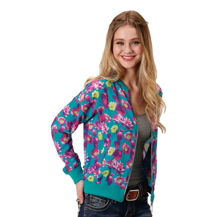 Roper Western Jacket Womens Bomber Zip Turquoise 03-098-0590-6076 BU Image 1