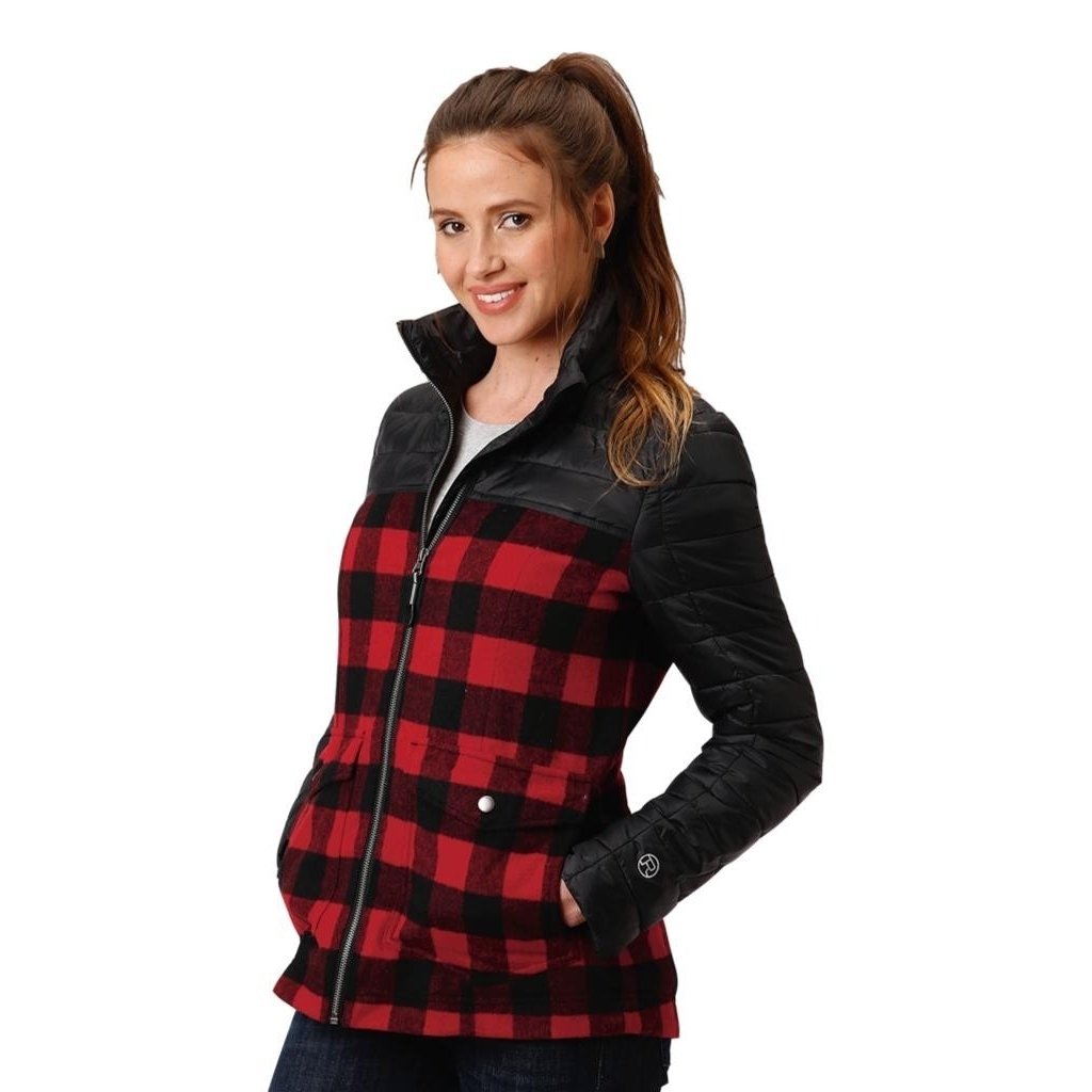 Roper Western Jacket Womens Plaid Quilted Black 03-098-0687-6129 BL Image 1