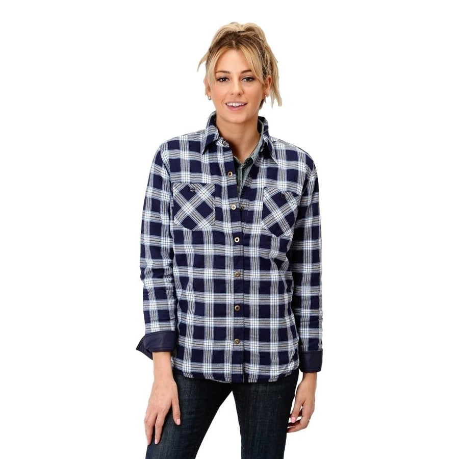 Roper Western Jacket Women Reversible Plaid Navy 03-098-0117-2688 BU Image 1